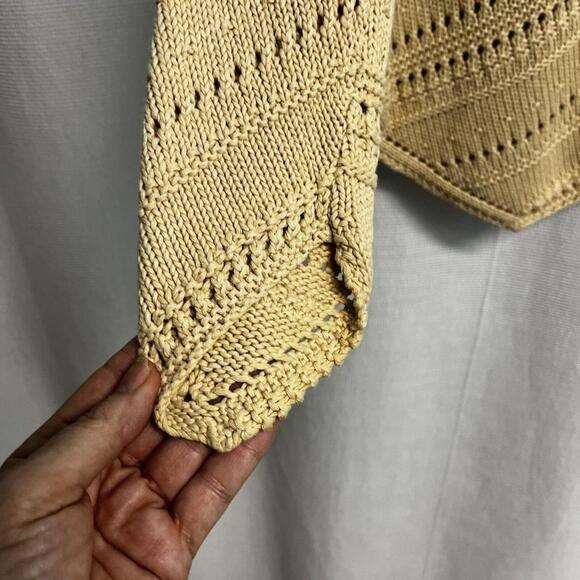 J Jill Women’s Linen Blend Knit Crochet Asymmetrical Ivory Sweater. Medium - Picture 3 of 8